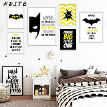 Load image into Gallery viewer, Batman Mask Nursery Quotes Wall Art Canvas Posters and Prints Cartoon Painting
