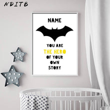 Load image into Gallery viewer, Batman Mask Nursery Quotes Wall Art Canvas Posters and Prints Cartoon Painting
