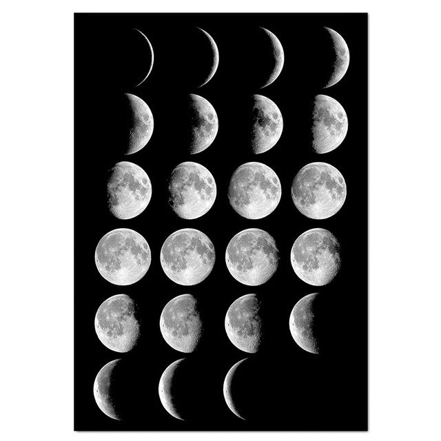 Moon Phase Canvas Posters and Prints Minimalist Luna Wall Art Abstract Painting Nordic