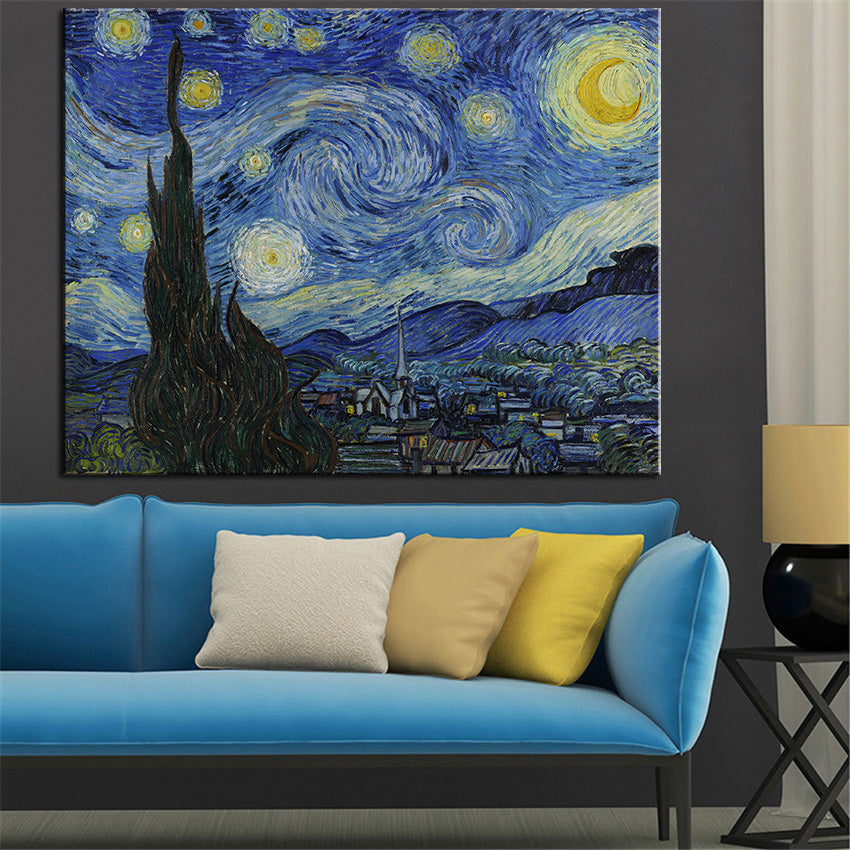 Large sizes 	Starry Night c1889 Giclee poster By vincent Van Gogh print Wall art oil Painting picture print on canvas no frame