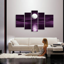 Load image into Gallery viewer, hand-painted oil wall art Sea full moon night home decoration abstract Landscape oil painting on canvas 5pcs/set   DY-057

