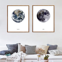 Load image into Gallery viewer, Earth Moon Nordic Art Canvas Painting Wall Waterproof Pictures Spray Ink Unframed Decor Canvas Poster Home Office Decor Picture
