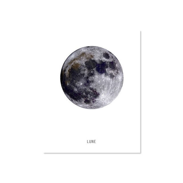 Earth Moon Nordic Art Canvas Painting Wall Waterproof Pictures Spray Ink Unframed Decor Canvas Poster Home Office Decor Picture