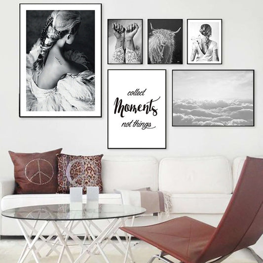 Nordic Canvas Painting Black White Figure Lady Wall Art Print Poster Modern Minimalism Living Room Bedroom Home Decor Painting