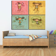 Load image into Gallery viewer, 4PCS Canvas painting Oil Painting 4 pieces/set Modern cartoon animals wall pictures kids room wall photo decor No Frame
