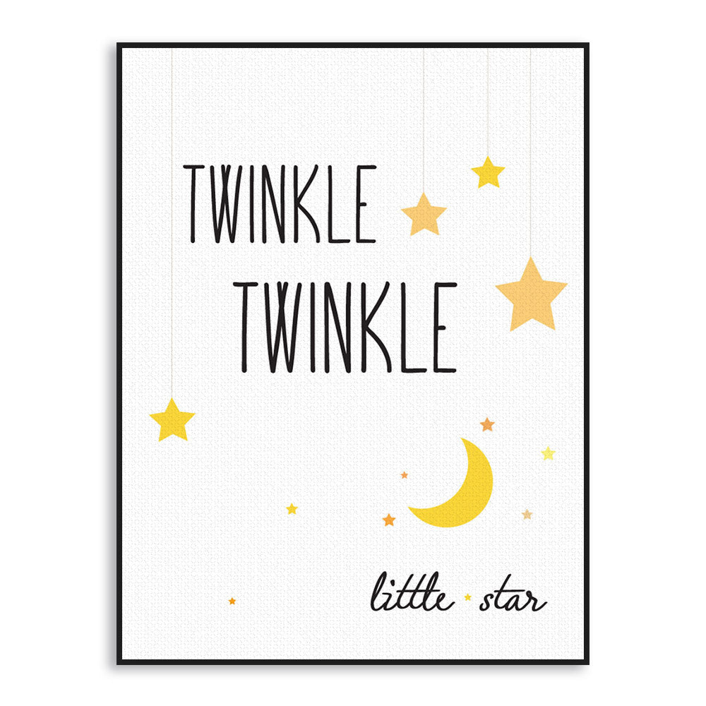 Kawaii Minimalist Twinkle Stars Typography Quotes Art Print Poster Nursery Wall Kids Room Decor Picture Canvas Painting No Frame