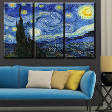 Load image into Gallery viewer, 3 pcs Vincent van Gogh STARRY NIGHT C.1889 Art  Wall Picture Room Canvas Print Modern Painting Large Canvas Art Cheap
