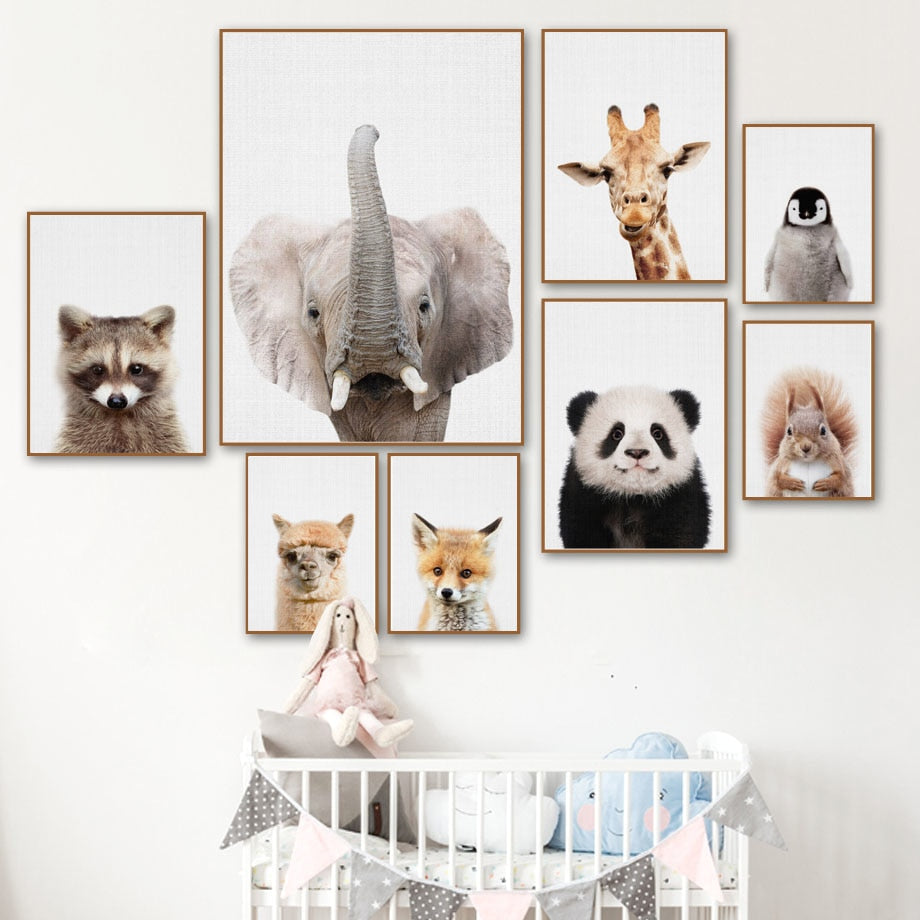 Nordic Poster Cartoon Zebra Deer Panda Fox Wall Art Canvas Painting Posters And Prints