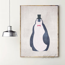 Load image into Gallery viewer, Vintage Cartoon Baby Penguin Canvas Art Print Painting Poster,  Wall Pictures for Home Decoration, Nursery Home Decor YE64
