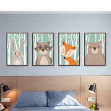 Load image into Gallery viewer, Cartoon Animal Bear Fox Rabbit Minimalist Art Canvas Poster Painting Print Modern Home Room
