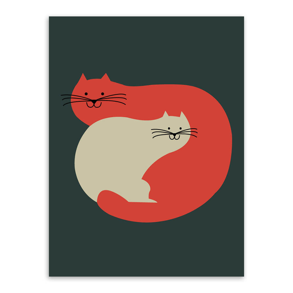 Vintage Retro Minimalist Kawaii Animals Cat Fish Art Print Poster Wall Picture Living Room Canvas Painting No Frame Home decor