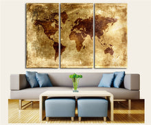 Load image into Gallery viewer, 3 Pieces Vintage Canvas Wall Art Canvas Oil Painting Retro World Map Landscape  Wall Pictures Home Decor for Living Room Cafe
