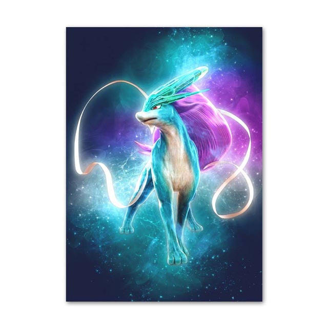 Home Decoration Printed Wall Artwork Canvas Painting Pokemon Cartoon Abstract Nordic Watercolor Style Poster for Children Room